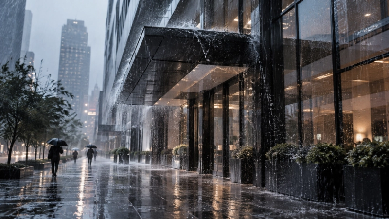 Pressure-equalized curtain wall drainage system for wind-driven rain