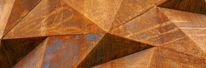Three-layer structure of a Corten steel honeycomb panel